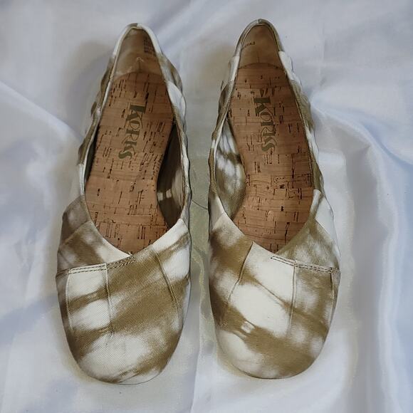 Korks Palmer Ballet Flats Slip On Fabric Green Olive Tie Dye Shoes Women's SZ 7 - Picture 4 of 8
